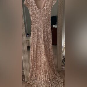 Adrianna Papell Rose-Colored, Beaded Gown